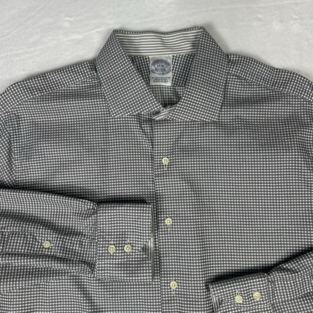 Vintage Brooks Brothers Shirt Mens 17-35 Egyptian Cotton Woven Italy‎ USA Made